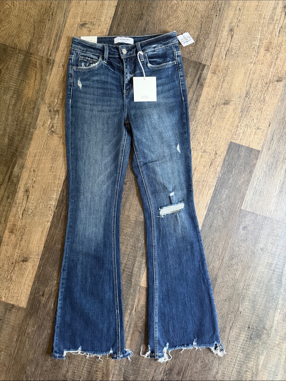 Lovervet Women's Blue Distressed Flare Jeans 3/26 NWT